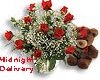 Red Roses in a Vase with a Teddy (12 Roses ) Picture
